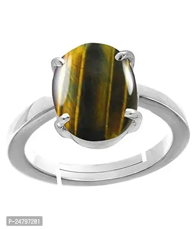 Sidharth Gems Crystal Natural Tiger's Eye Adjustable Ring 7.25 Ratti - 6.50 Carat Certified Stone for Men and Women