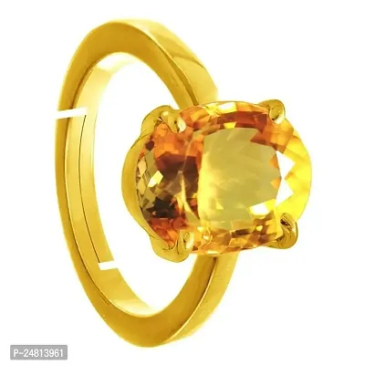 SIDHARTH GEMS 8.25 Ratti 6.00 Carat Gold Plated Original Oval Shape sunela Stone Ring Original sunehla Stone Citrine Topaz Stone for Unisex-thumb2