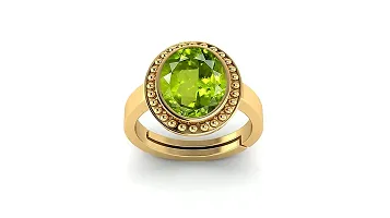 SIDHARTH GEMS 12.00 Carat Certified Natural Green Peridot Gemstone Gold with White panchdhatu metal Adjustable Ring/Anguthi for Men and Women-thumb2