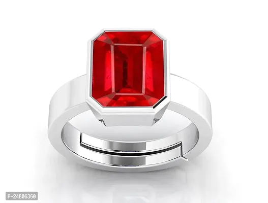 Sidharth Gems 9.00 Ratti 8.00 Carat A+ Quality Natural Burma Ruby Manik Unheated Untreatet Gemstone Silver Plated Ring for Women's and Men's{GGTL Lab Certified}