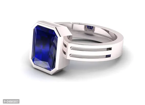 Sidharth Gems Blue Sapphire Adjustable Ring Silver Plated 18.00 Carat Unheated and Untreated Neelam Natural Ceylon Gemstone for Men and Women-thumb4