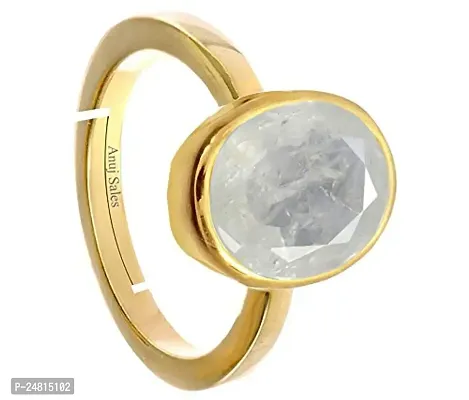 13.25 Ratti /12.00 Carat Natural AAA++ Quality White Sapphire Astrological Purpose Gold Plated Ring for Men and Women's-thumb2