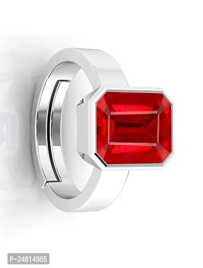 Super Quality Burma Ruby Stone 8.00 Ratti with Lab Tested Certified untreated Unheated Natural Manik Gemstone manikya Silver Plated Adjustable Ring for Women and Men-thumb2