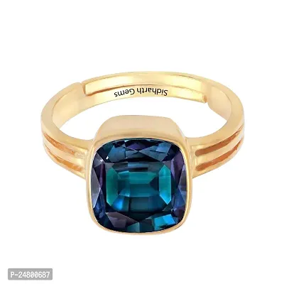 Sidharth Gems Certified Unheated Untreatet 2.25 Ratti 1.32 Carat A+ Quality Natural Alexandrite Ring Gold Plated for Women's and Men's-thumb3