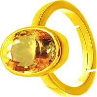 JEMSKART 13.25 Carat 12.25 Ratti Citrine Ring Sunela Certified Natural Original Oval Cut Precious Gemstone Citrine Gold Plated Adjustable Ring Size 16-24 November Birthstone for Unisex-thumb2