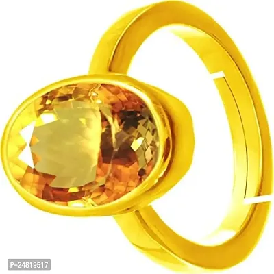 JEMSKART 13.25 Carat 12.25 Ratti Citrine Ring Sunela Certified Natural Original Oval Cut Precious Gemstone Citrine Gold Plated Adjustable Ring Size 16-24 November Birthstone for Unisex-thumb3