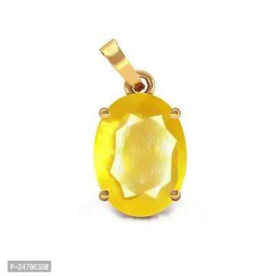 Sidharth Gems 7.55 Carat Certified Natural Yellow Sapphire Pukhraj Stone Panchadhatu AAA Loose Gemstone for Men and Women