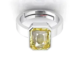 Sidharth Gems 7.25 Ratti 6.00 Carat Unheated Untreatet A+ Quality Natural Yellow Sapphire Pukhraj Gemstone Silver Plated Ring for Women's and Men's {Lab Certified}-thumb3