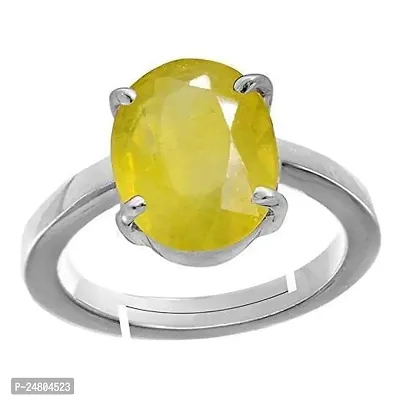 Sidharth Gems 8.25 Ratti 7.00 Carat Natural Yellow Sapphire Pukhraj Stone Panchdhatu Adjustable Silver Ring for Men and Women