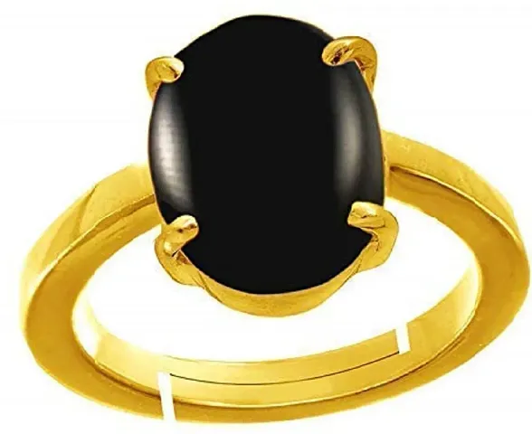 SIDHARTH GEMS 4.00 Ratti 3.00 Carat Onyx Stone Ashtdhatu Adjustable Ring Certified Sulemani Kaala hakik Gemstone Ashta dhatu Free Size Anguthi untreated for Men and Women matel Ring