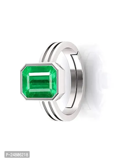 Sidharth Gems Natural Panna Astrological Ring 4.25 Ratti 3.30 Carat Genuine and Certified Emerald Adjustable Silver Ring for Women's and Men's-thumb3