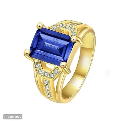 SIDHARTH GEMS 19.00 Carat AAA+ Quality Natural Blue Sapphire Neelam Gold Plated Adjustable Gemstone Ring for Women's and Men's (Lab - Certified)