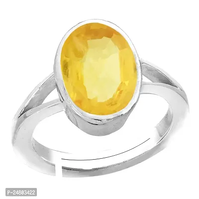 SIDHARTH GEMS 2.25 Ratti 1.00 Carat Natural Yellow Sapphire Pukhraj Stone Panchdhatu Adjustable Silver Ring for Men and Women-thumb0