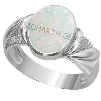 SIDHARTH GEMS 11.00 Carat 1200 Ratti Australian Opal Ring Original Certified White Opal Gemstone Ring Lab Tested for Men and Women-thumb1