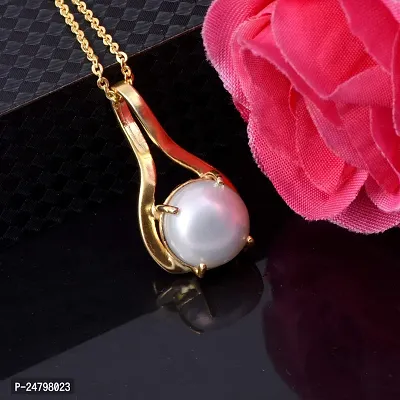 Sidharth Gems 9.25 Ratti 8.00 Carat Carat South Sea Pearl Gold Plated Pendant Locket Moti Stone Natural Certified Gemstone for Men and Women (White-thumb4