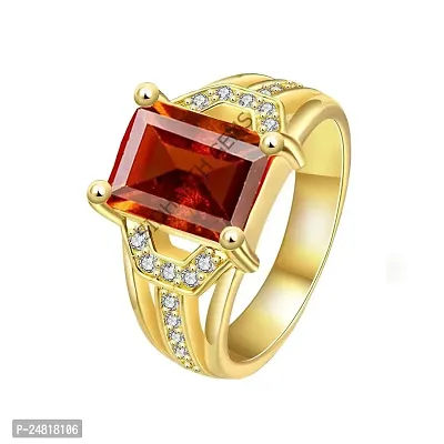 SIDHARTH GEMS 9.00 Carat Certified AA++ Natural Gemstone Gomed Hessonite Stone Panchdhaatu Adjustable Ring Gold Plated Ring for Man and Women