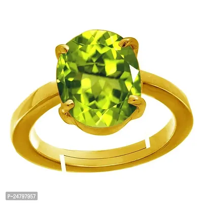 Sidharth Gems 13.25 Ratti 12.35 Carat AA++ Quality Certified Natural Green Peridot Gemstone panchdhatu Metal Adjustable Ring/Anguthi for Men and Women