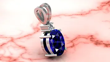 SIDHARTH GEMS Blue Sapphire Silver Plated Pendant Locket 19.25 Ratti 19.00 Carat Unheated and Untreated Neelam Natural Ceylon Gemstone for Men and Women-thumb2