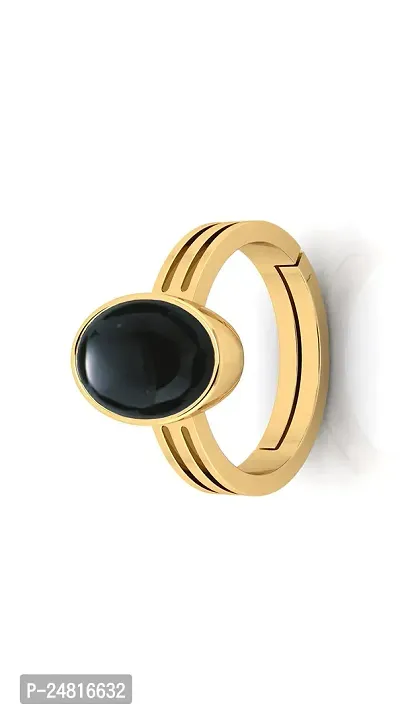 SIDHARTH GEMS Certified 14.00 Ratti / 13.50 Carat Natural Black Onyx Chalcedony Adjustable Ring (Sulemani Hakik Gold Plated Gemstone by Lab Certified(Top AAA+) Quality for Men and Women-thumb3