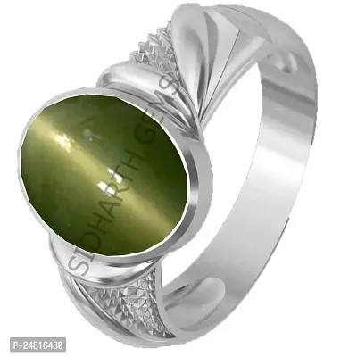 SIDHARTH GEMS 7.25 Ratti 6.44 Carat A+ Quality Cat's Eye Gemstone Silver Ring For Men and Women's-thumb3