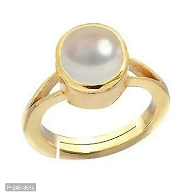 JEMSKART 100% Certified Pearl Moti 6.25 Ratti 5.70 Carat Stone Astrological Adjustable Ring for Men  Women