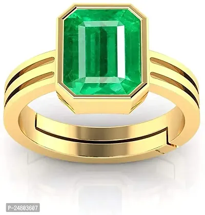 Sidharth Gems 11.25 Ratti 10.40 Carat Certified Natural Emerald Panna Panchdhatu Adjustable Rashi Ratan Gold Plating Ring for Astrological Purpose Men  Women by Lab Certifeid