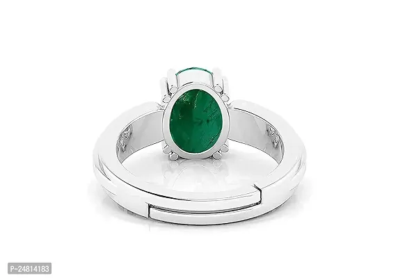 SIDHARTH GEMS Natural Panna Astrological Ring 9.25 Ratti 8.30 Carat Genuine and Certified Emerald Adjustable Silver Plated Ring for Women's and Men's-thumb5