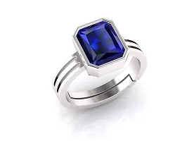 Sidharth Gems Blue Sapphire Adjustable Ring Silver Plated 18.00 Carat Unheated and Untreated Neelam Natural Ceylon Gemstone for Men and Women-thumb1