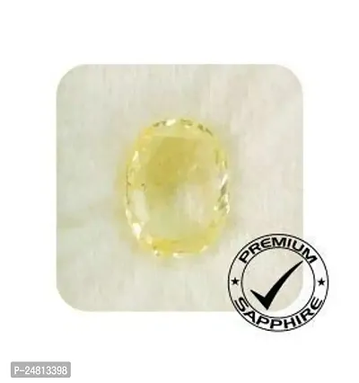 JEMSKART Cultured Yellow Sapphire Stone 8.00 Ratti 7.25 Carat Certified Cultured Yellow Sapphire/Cultured Pukhraj Loose Gemstone for Men's and Women's