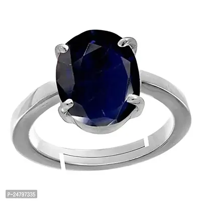 Sidharth Gems Blue Sapphire/Neelam 6.25 Ratti 5.62 crt Stone Panchdhatu Adjustable Ring for Women