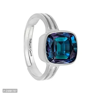 Sidharth Gems 10.25 Ratti Color Changing Alexandrite Ring Silver Plated Lab Created AAA Quality Excellent Shinning Stone-thumb2