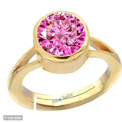 Jemskart 11.25 Ratti 10.00 Carat Natural Pink Zircon Stone Adjustable Ring American Diamond Original Certified Gemstone Gold Plated Panchdhatu  Ashtadhatu Ring for Men and Women (Lab - Certified)-thumb0