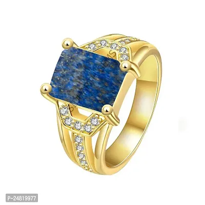 Jemskart 16.25 Ratti / 15.45 Carat Blue Lajward Stone Panchdhatu Adjustable Gold Plated Ring Natural AA++ Quality Original Lapis Lazuli Lajwart Ring-thumb2