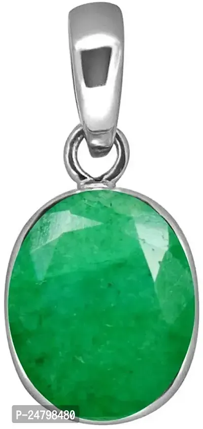 Sidharth Gems 8.25 Ratti Natural Columbian Emerald Panna Pendent Silver Plated Ashthadhatu for Men  Women AAA+ Quality