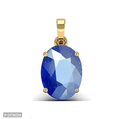 Sidharth Gems 9.50 Carat Blue Sapphire Locket (Nilam/Neelam Stone) Rashi Ratan Panchdhatu Gold Plated Pendant Certified Gemstone for Men  Women-thumb0