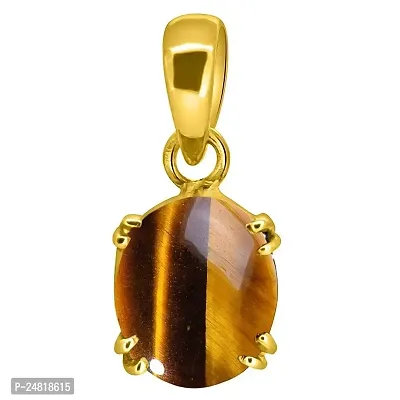 Tiger's Eye Stone Ashtadhatu Pendant 5.25 Ratti Rashi Ratna Natural and Certified Locket Unheated and Untreated Gems for Astrological Purpose for Men and Women-thumb0