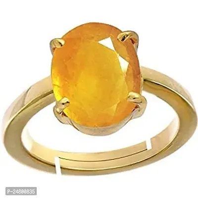 SIDHARTH GEMS 3.25 Ratti 2.00 Carat Unheated Untreatet A+ Quality Natural Yellow Sapphire Pukhraj Gemstone Gold Plated Ring for Women's and Men's (Lab Certified)