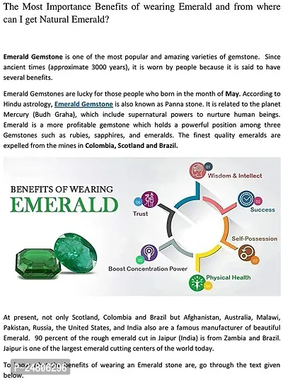 Sidharth Gems AA+ Quality Zambian Emerald/Panna Gemstone with Lab Certified Card 3.75 Carat AA+ Quality Zambian Emerald (Panna) Stone/Original Certified Precious Loose Gemstone-thumb3