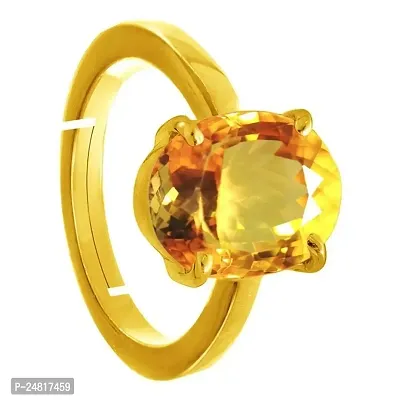 SIDHARTH GEMS 8.00 Ratti to 7.00 Carat Original Oval Shape sunela Stone Gold Plated Ring Original sunehla Stone Citrine Topaz Stone for Unisex-thumb2