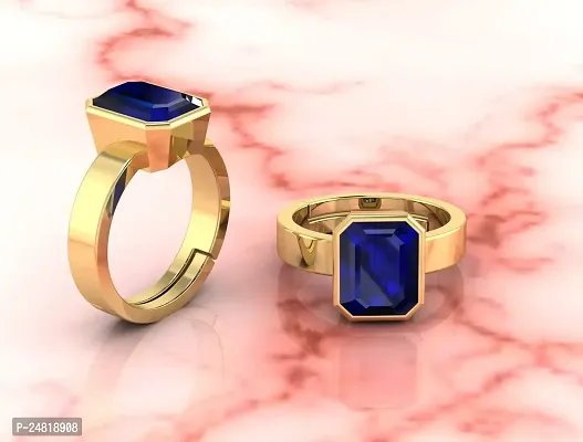 Jemskart Certified Unheated Untreatet 7.25 Ratti A+ Quality Natural Blue Sapphire Neelam Gemstone Gold Plated Adjustable Ring for Women's and Men's-thumb5