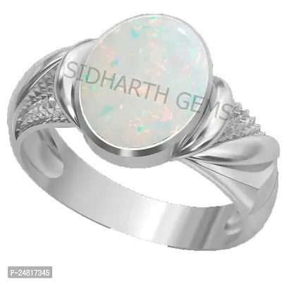 SIDHARTH GEMS 11.00 Carat 1200 Ratti Australian Opal Ring Original Certified White Opal Gemstone Ring Lab Tested for Men and Women-thumb0