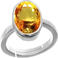 SIDHARTH GEMS 12.25 Ratti 11.25 Carat Citrine Ring Sunela Certified Natural Original Oval Cut Precious Gemstone Citrine Silver Plated Adjustable Ring Size 16-24 November Birthstone for Unisex-thumb1