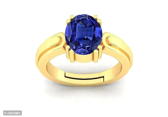 SIDHARTH GEMS Certified Unheated Untreatet 5.25 Ratti 4.00 Carat A+ Quality Natural Blue Sapphire Neelam Gemstone Gold Plated Adjustable Ring for Women's and Men's-thumb4