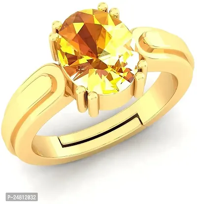 Sidharth Gems 7.25 Ratti 6.00 Carat Unheated Untreatet A+ Quality Natural Yellow Sapphire Pukhraj Gemstone Silver Plated Ring for Women's and Men's {Lab Certified}-thumb2