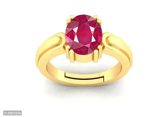 SIDHARTH GEMS 8.50 Carat A+ Quality Natural Burma Ruby Manik Unheated Untreatet Gemstone Gold Ring for Women's and Men's{GGTL Lab Certified}