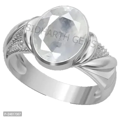 SIDHARTH GEMS Quality Certified 5.25 Ratti / 4.40 CaratAshtadhatu Adjaistaible Silver Ring Unheated Natural White Sapphire Pukhraj Loose Gemstone