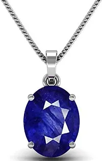 10.25 Ratti 9.00 Carat Blue Sapphire Nilam/Neelam Stone Silver Plated Pendant Locket Rashi Ratan Gemstone for Men and Women by Lab Certified-thumb1