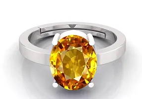 10.25 Ratti 9.00 Carat Unheated Untreatet A+ Quality Natural Yellow Sapphire Pukhraj Gemstone Silver Plated Ring for Women's and Men's (Lab Certified)-thumb2