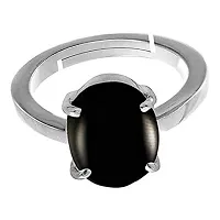 Certified 12.25 Ratti Natural Black Onyx Chalcedony Adjustable Ring (Sulemani Hakik Silver Plated Gemstone by Lab Certified(Top AAA+) Quality for Men and Women-thumb2