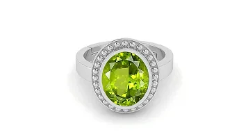 SIDHARTH GEMS 11.00 Carat Certified Natural AAA++ Quality Peridot Loose Gemstone Silver Plated panchdhatu Adjustable Silver Ring for Men and Women ( Lab -Approved )-thumb2